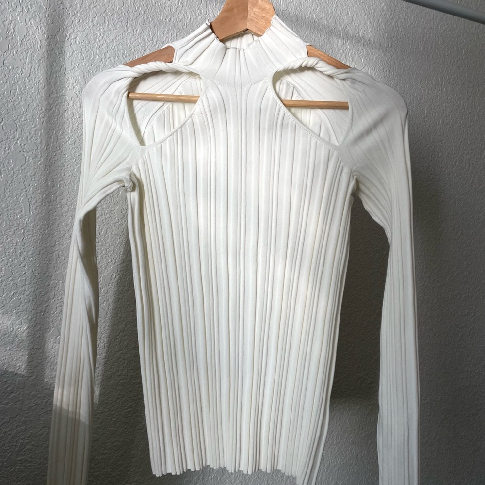 Dion Lee White Mock Neck Sweater